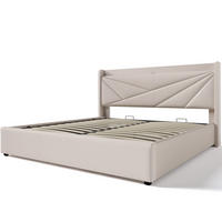 POLSTERBETT 140/200 cm Beige aus Baumwolle und Metall mit Bettkasten und USB-C - Beige, Textil (140/200cm) - OKMYHOME