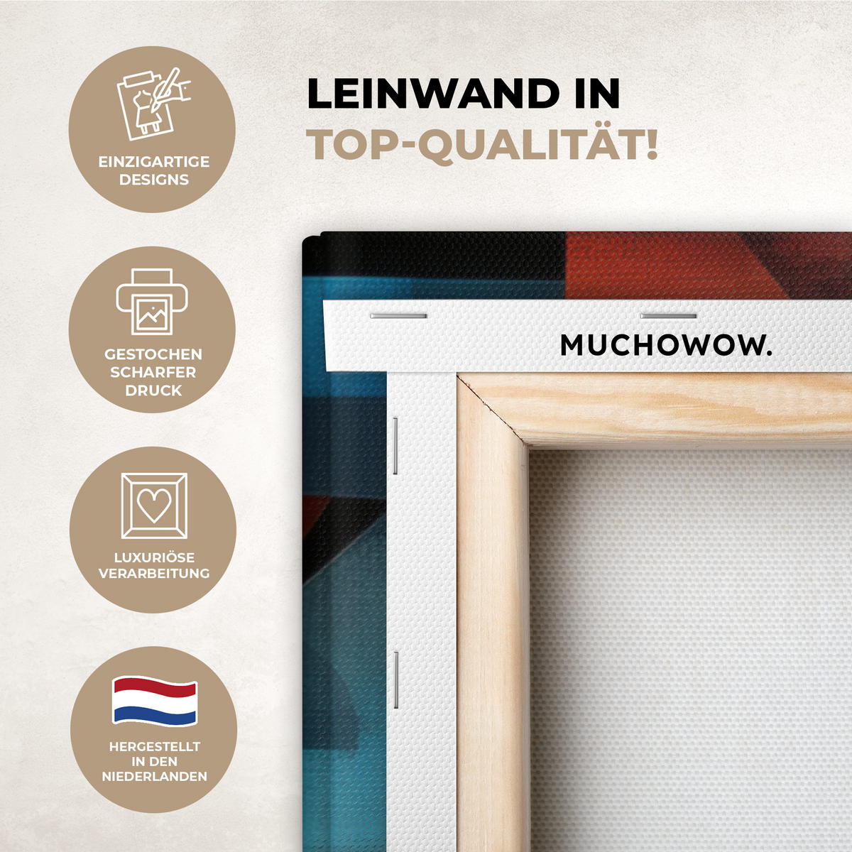 LEINWANDBILD Figuren - Abstrakt - Symbole 90x90 cm - Terracotta, Textil (90/90cm) - MuchoWow