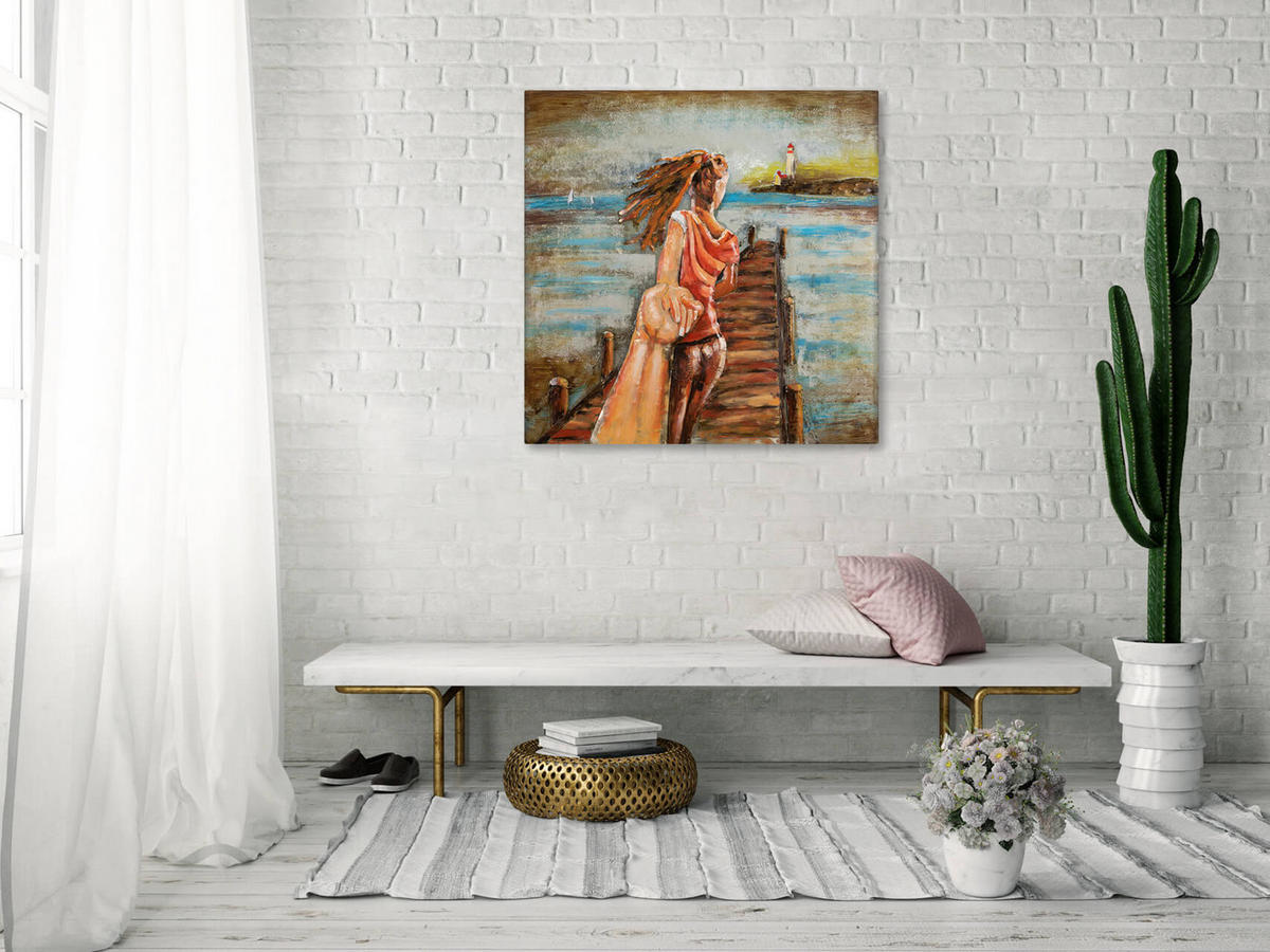 METALLBILD Blau 80/80 cm - Blau, Metall (4.2/80cm) - KUNSTLOFT