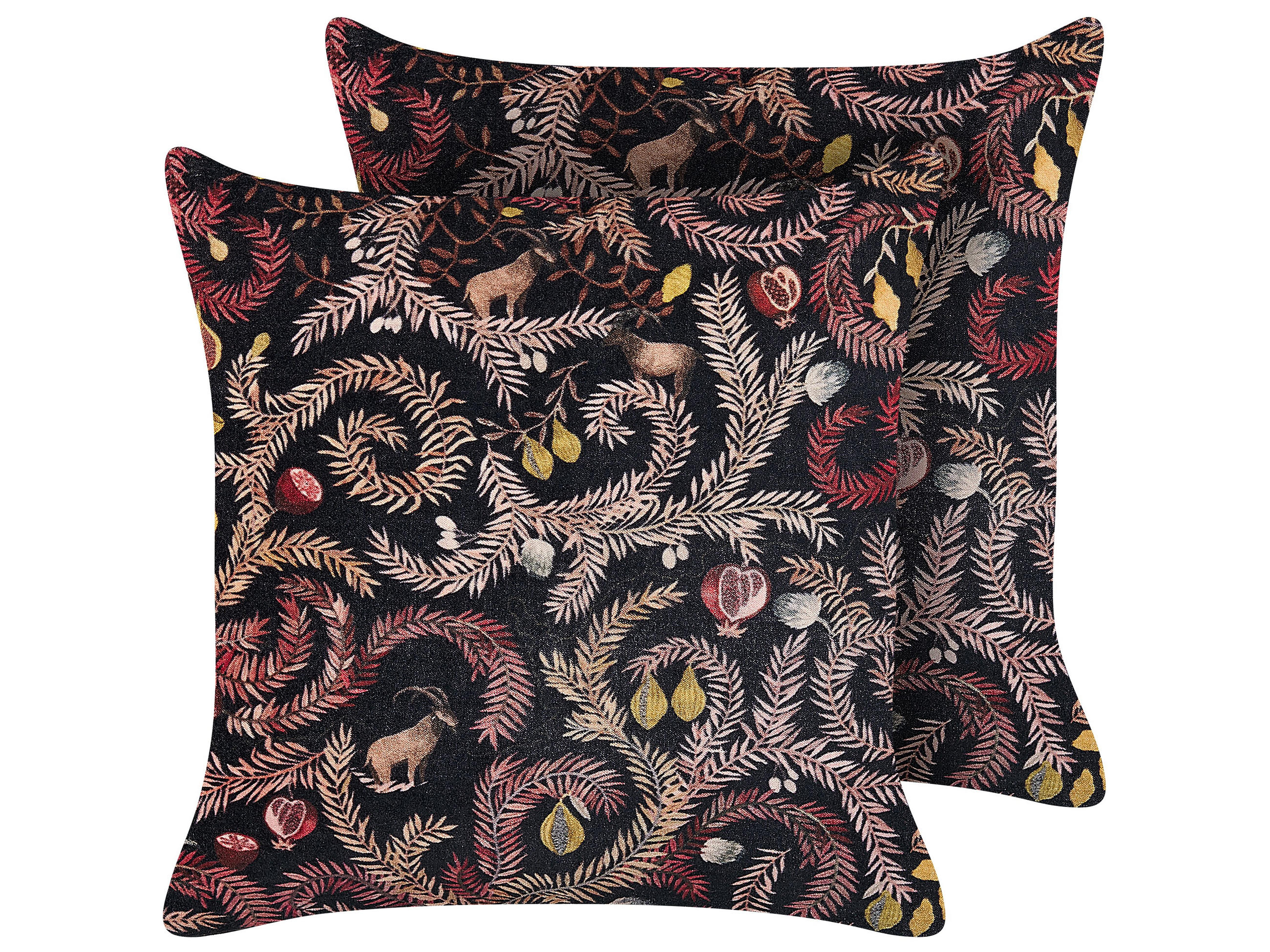 DEKOKISSEN 2er-Set Schwarz 45/45 cm Ricinus - Schwarz, Textil (45/45cm) - Beliani