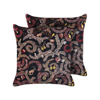 DEKOKISSEN 2er-Set Schwarz 45/45 cm Ricinus - Schwarz, Textil (45/45cm) - Beliani