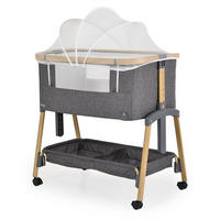 BEISTELLBETT Amo dunkelgrau 80 x 48 cm, 7 Höhenpositionen, Anti-Reflux, Moskitonetz, Matratze - Grau, Metall (48/80cm) - Cangaroo