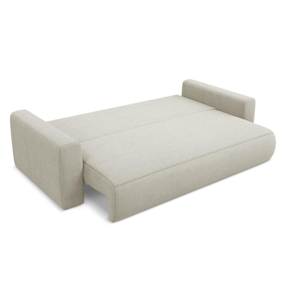 3-SITZER SOFA mit Schlaffunktion Strukturstoff Stoff Beige - Beige/Creme, Kunststoff/Textil (238/82/105cm) - LaMiaSofa