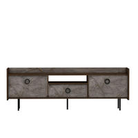 TV-LOWBOARD Büsra Braun Grau 3 türig 9192 - Schwarz/Braun, Holzwerkstoff/Metall (184/63/37cm) - moebel17