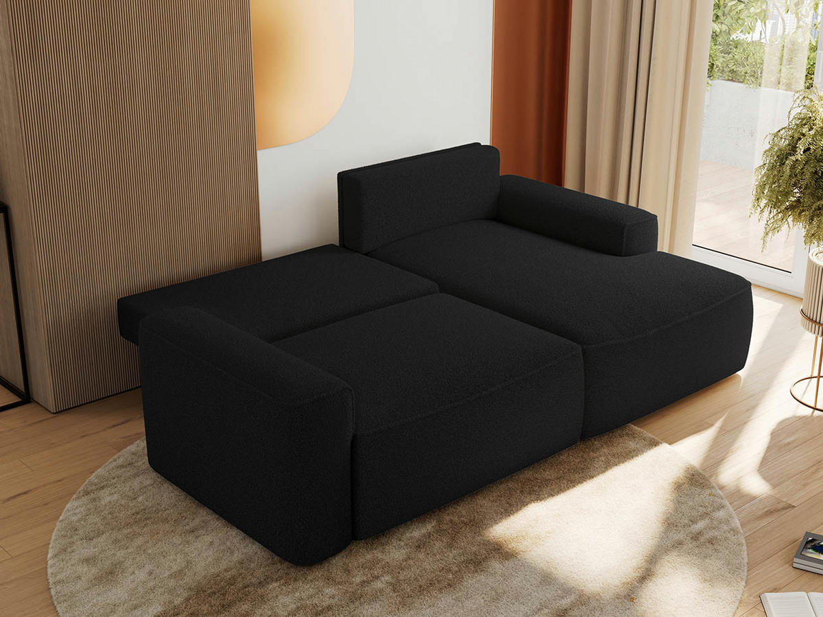 ECKSOFA BELLUNO L Schwarz Boucle - Rechts - Schwarz, Textil (233/144cm) - MKS