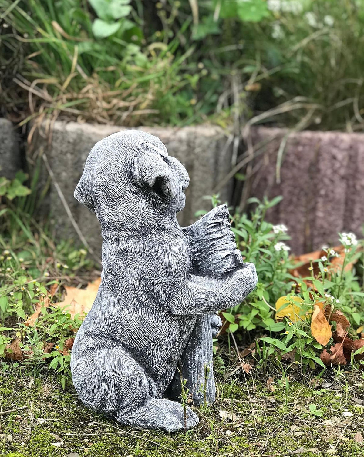 STEINFIGUR Hund Welcome Frostfest wetterfest massiver Steinguss - Grau, Stein (16/27/19cm) - stoneandstyle