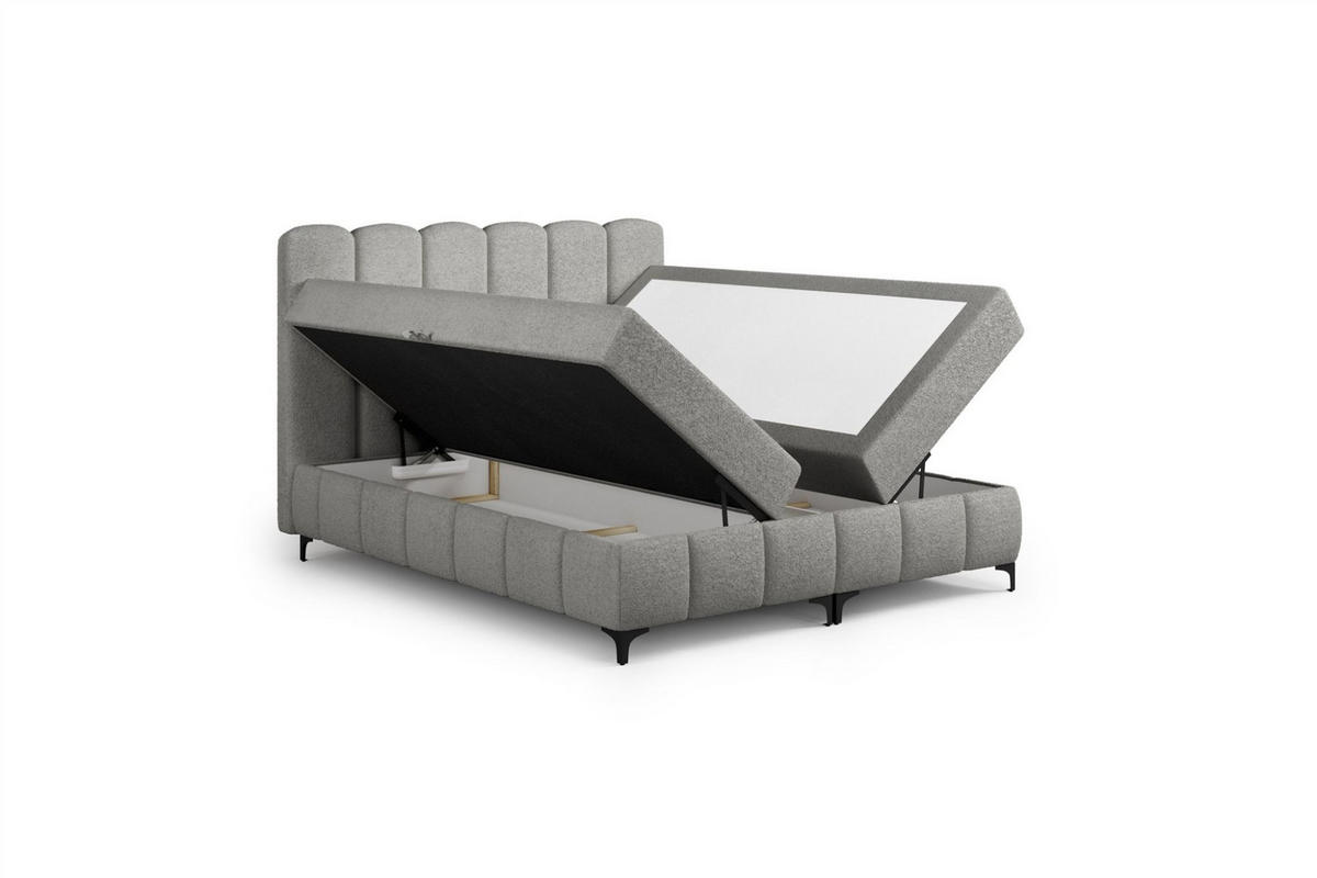 BOXBETT Isabel - Hellgrau, Holzwerkstoff/Textil (120/200cm) - Fun Möbel