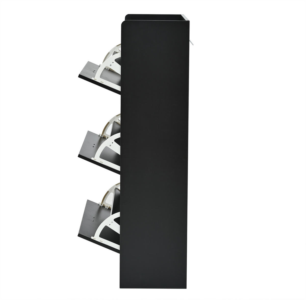 SCHUHSCHRANK aus MDF 70x30x120cm in Schwarz mit 3 Klapptüren - Schwarz, Holzwerkstoff (70/120/30cm) - Modfu