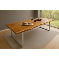 ESSTISCH MAX - Beige/Silberfarben, Holz/Metall (100/300/77cm) - SAM
