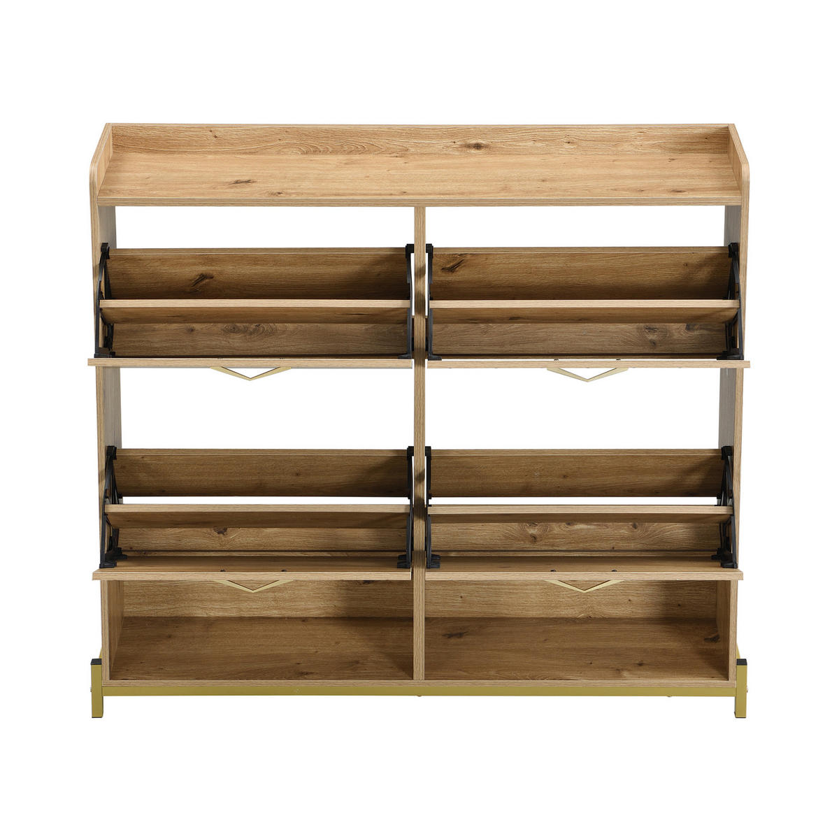 SCHUHSCHRANK aus MDF 108,5x24x100cm in Naturfarben mit Metallfüßen - Naturfarben, Holzwerkstoff (108.5/100/24cm) - Modfu