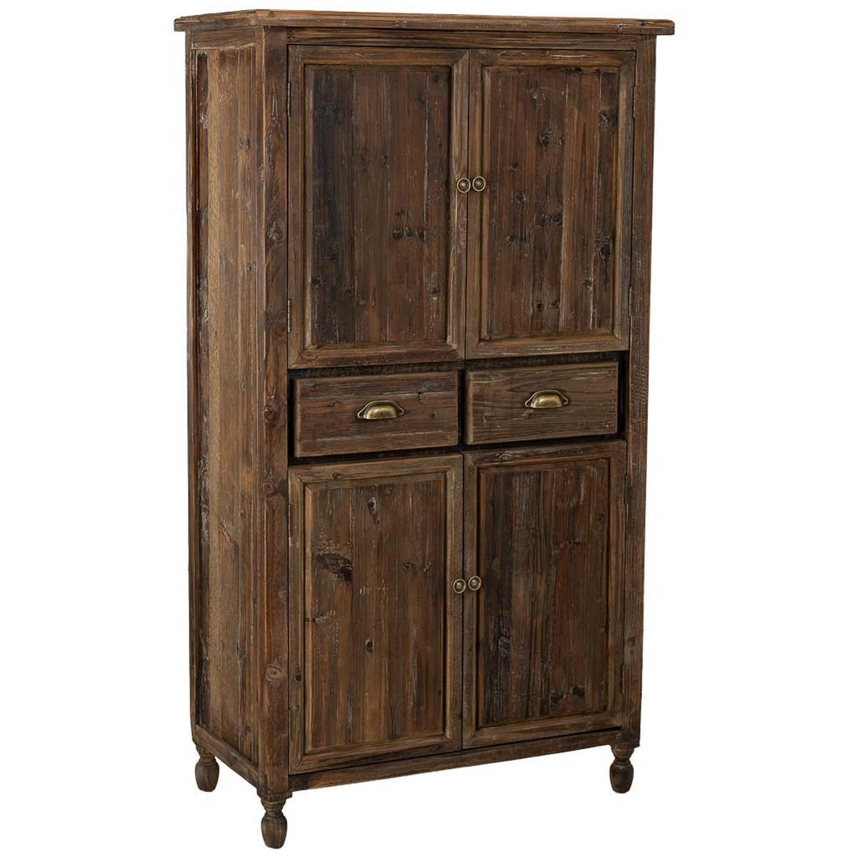 HOLZKLEIDERSCHRANK mit 4 türen und 2 schubladen 90x45x160 cm - Braun, Holz (90/160/45cm) - Wanderlust