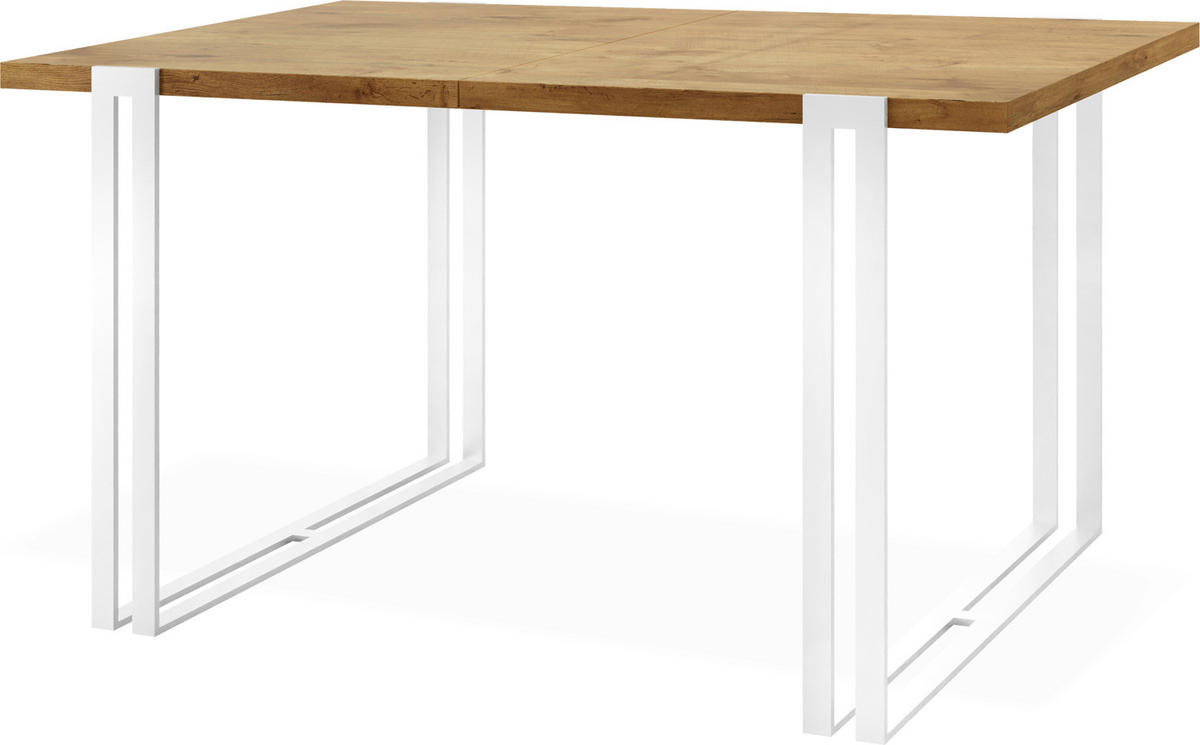 ESSTISCH Lilo rechteckig ausziehbar, Lancelot Eiche 160-260/90/76 cm - Eichefarben/Weiß, Holzwerkstoff/Metall (160/90/76cm) - WFL GROUP