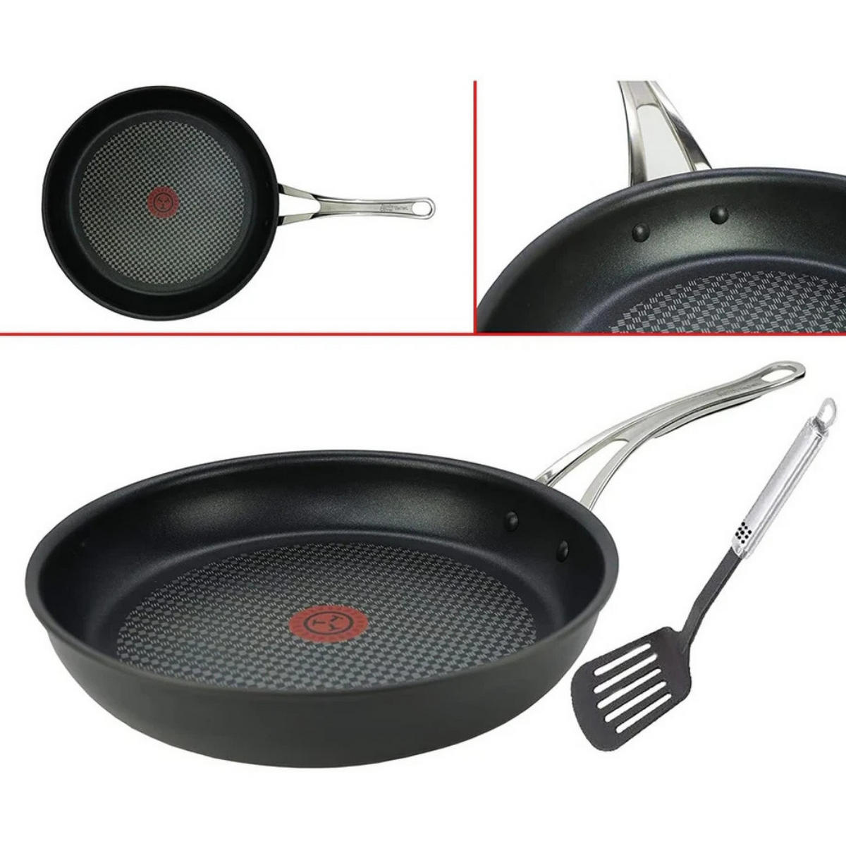 BRATPFANNE Jamie Oliver 28 cm Schwarz Edelstahl Antihaft Induktion 3-tlg - Silberfarben/Schwarz, Metall (28cm) - Tefal