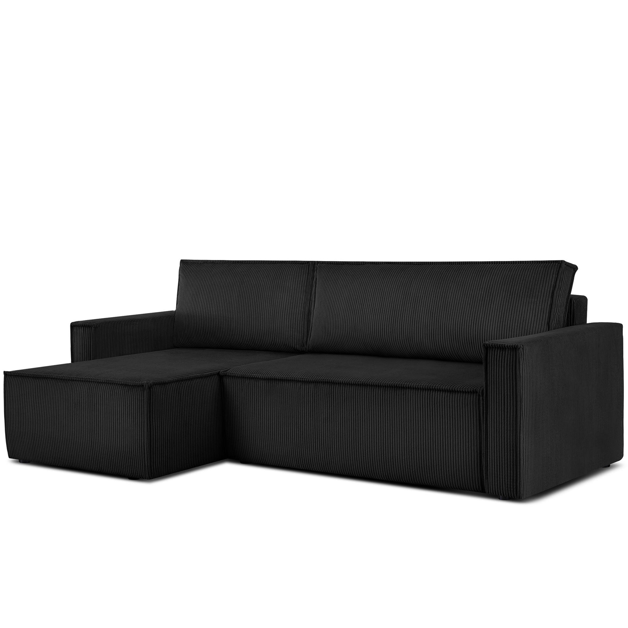 ECKSOFA-LINKS/RECHTS NAPI Schlaffunktion mit Cordbezug, antracyt - Schwarz, Textil (246/148cm) - KONSIMO®