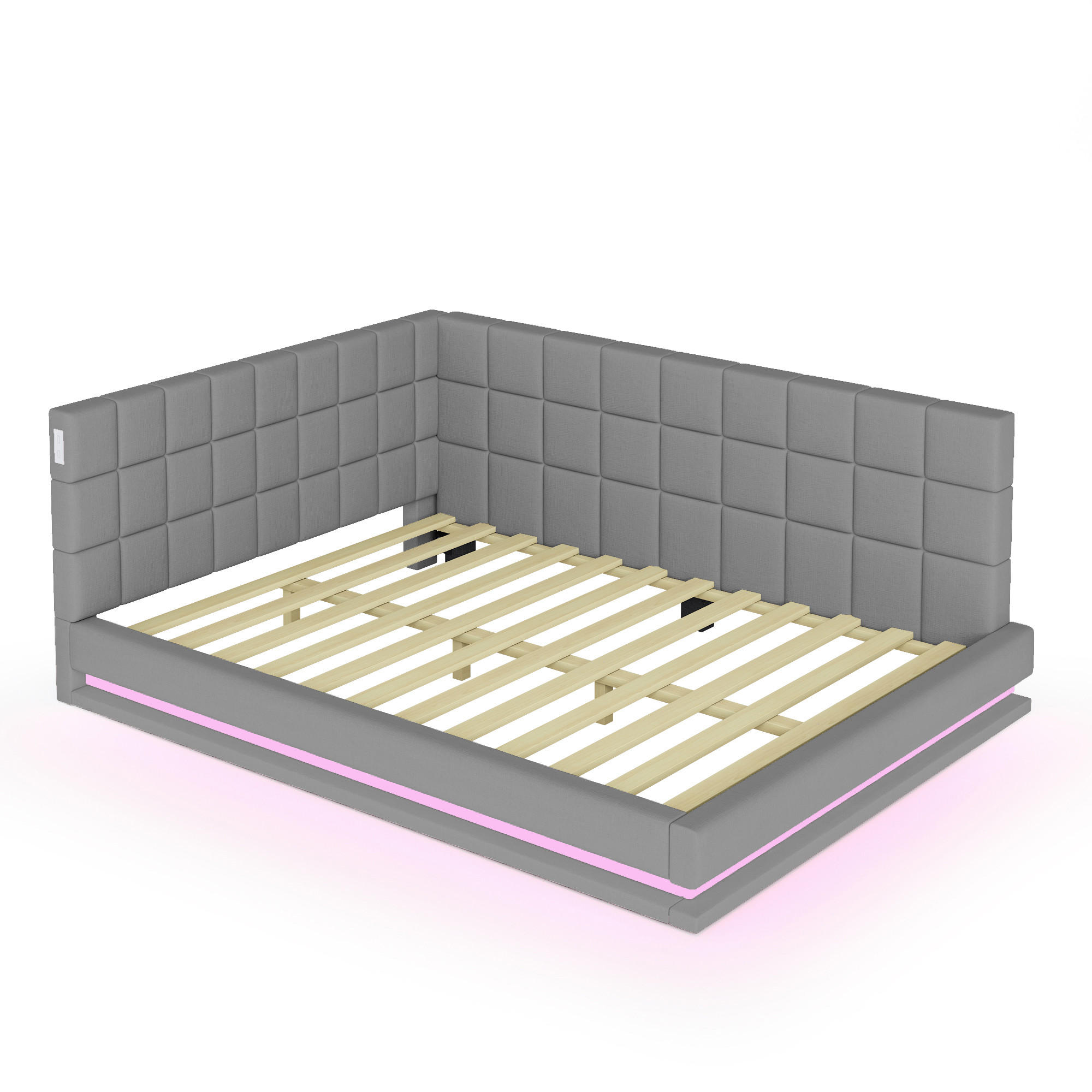 POLSTERBETT 160/200 cm DE-02029, in Grau, mit LED und USB - Grau, Holzwerkstoff (160/200cm) - ComfortXL