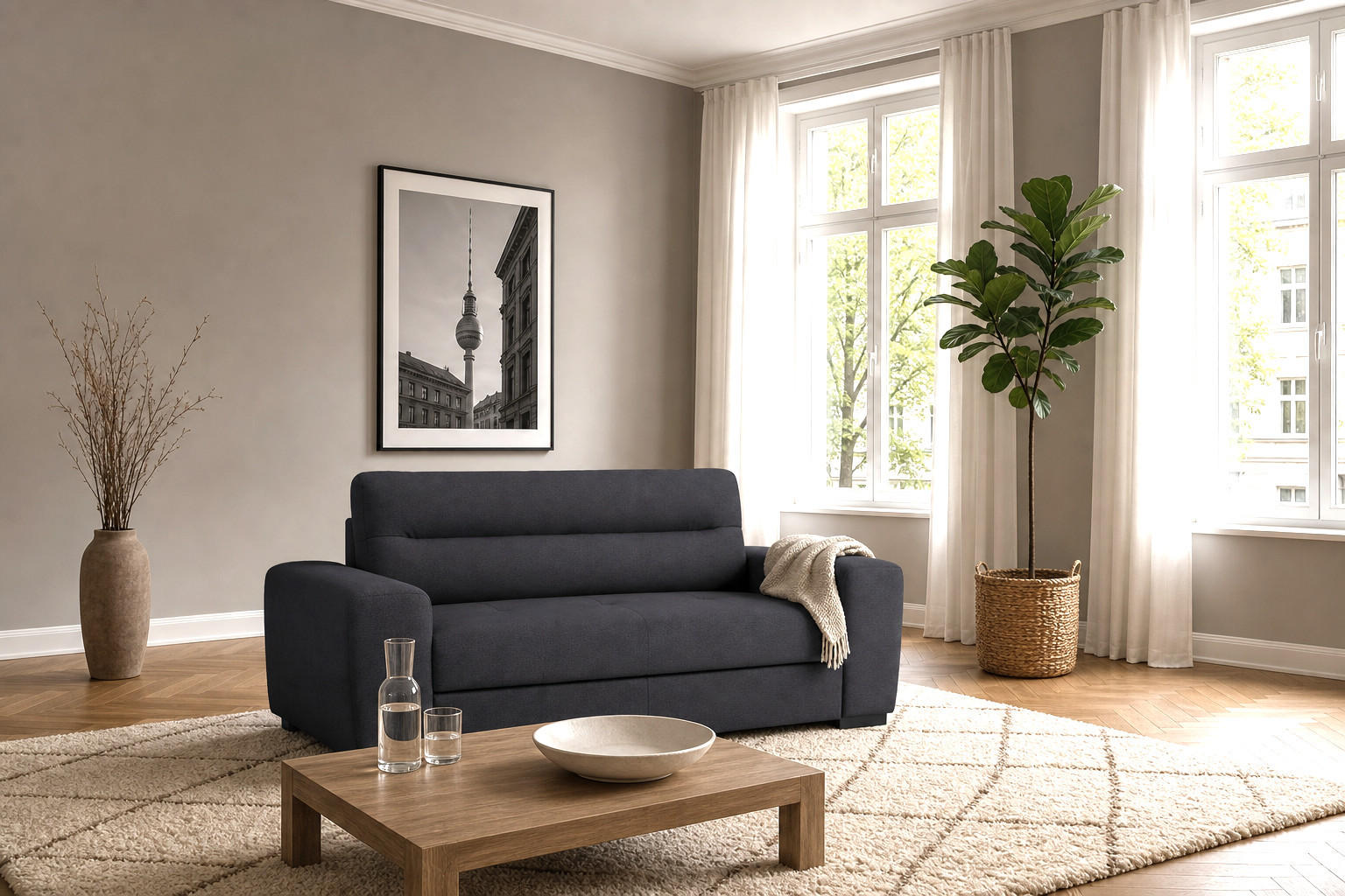 foamnova 2-Sitzer Dunkelblau 183x93x97 cm