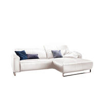 ECKSOFA YORK Ecru Leder - Ecru/Silberfarben, Leder (284/180cm) - KAWOLA