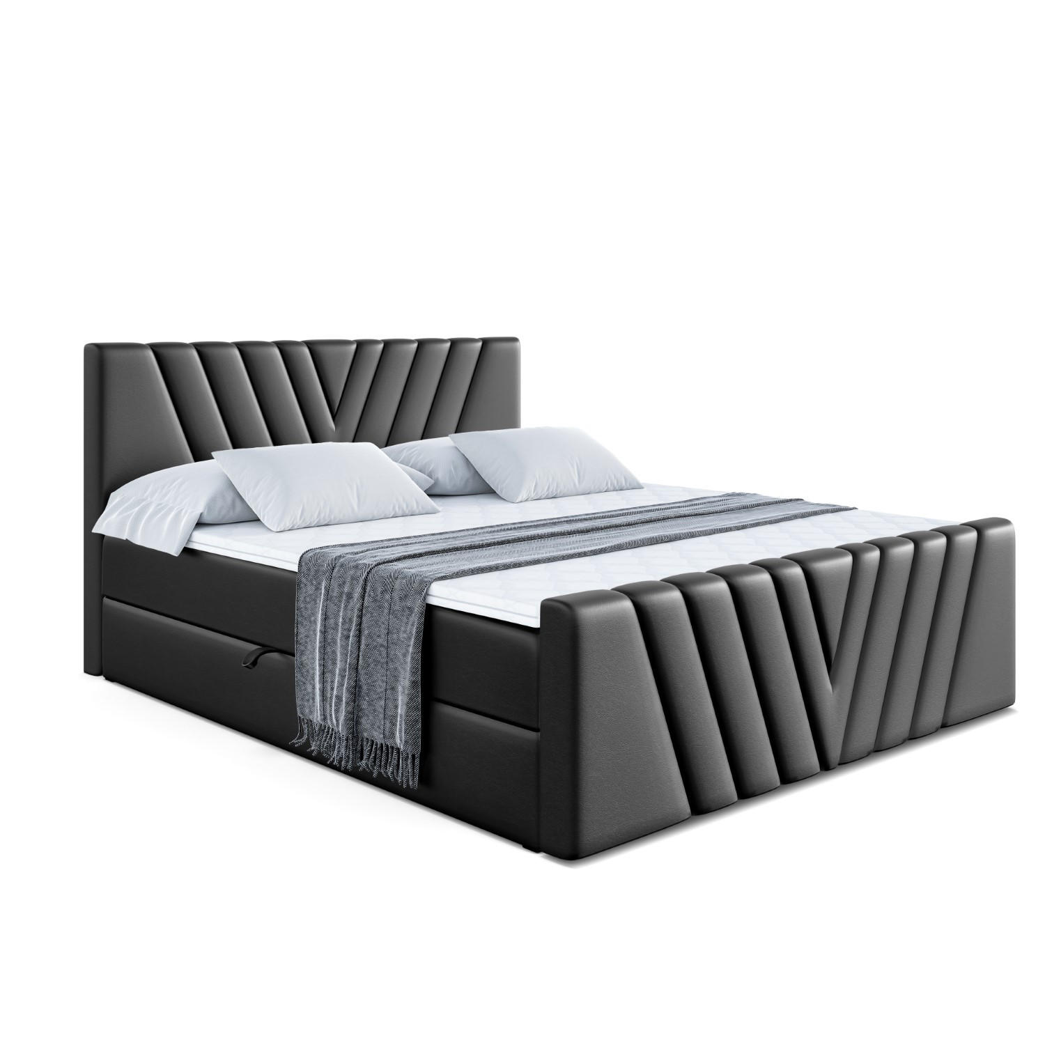 BOXBETT ERNINA-Z - 140x200 cm - H4 - Schwarz Hochglanz - Schwarz Hochglanz, Holzwerkstoff (140/200cm) - ALTDECOR