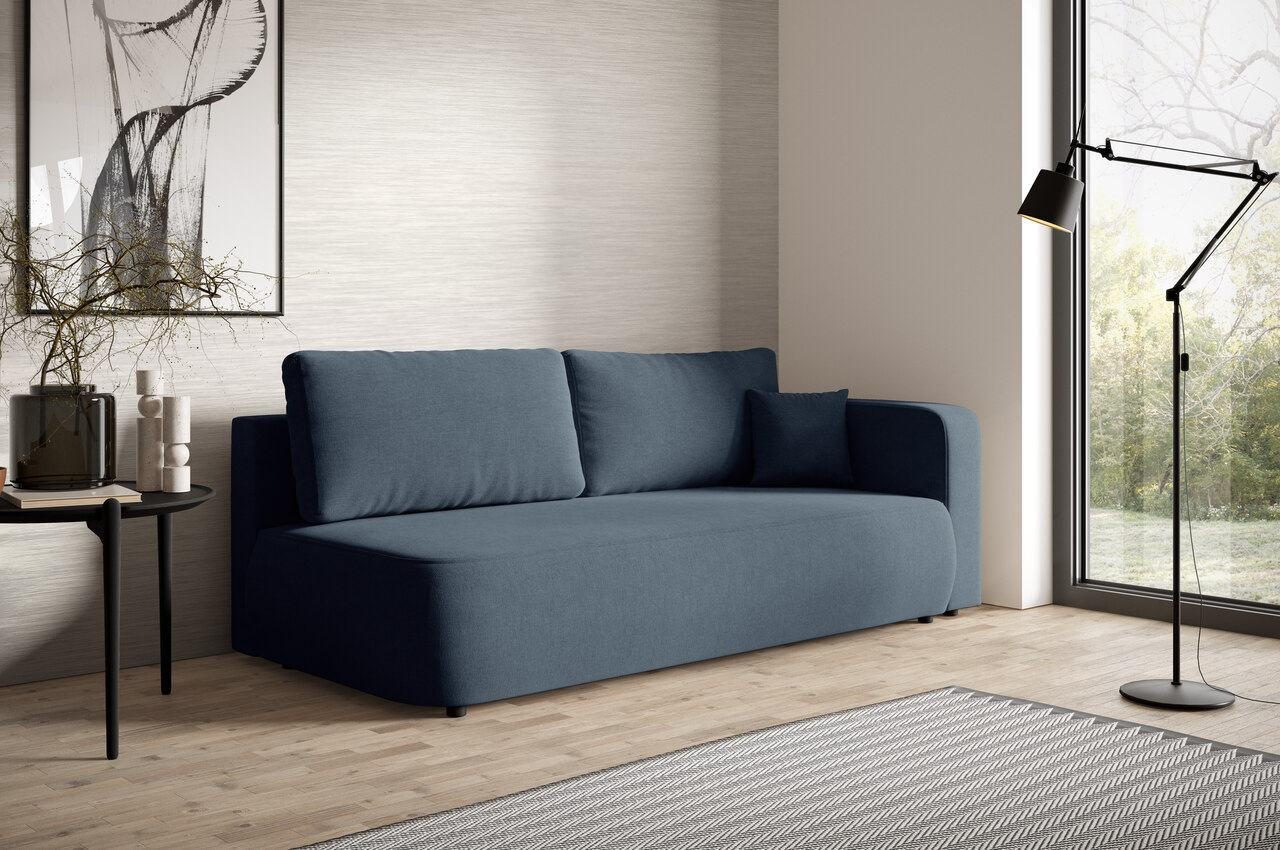 SCHLAFSOFA mit Bettkasten Dunkelblau - Schwarz/Dunkelblau, Holz/Holzwerkstoff (228/82/106cm) - Furnisell