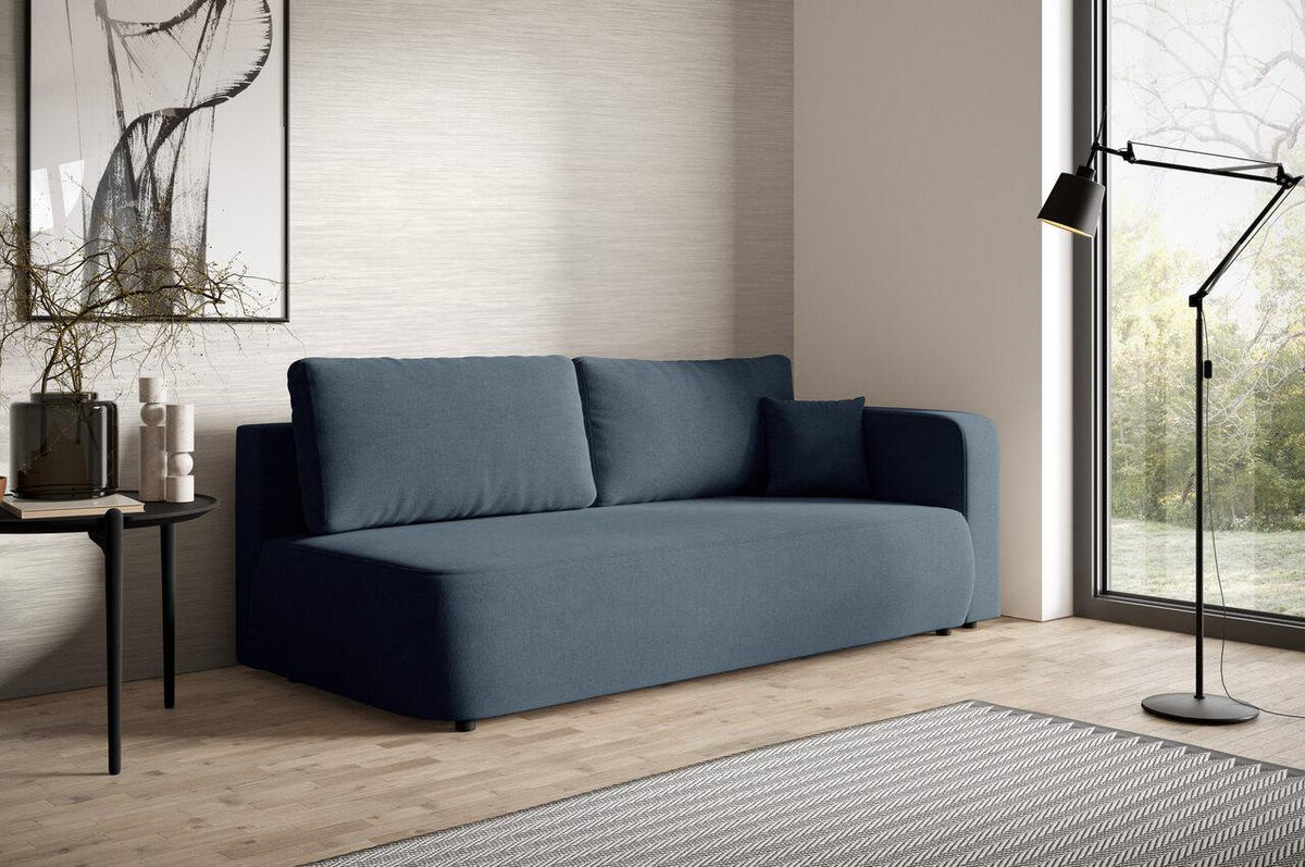 SCHLAFSOFA mit Bettkasten Dunkelblau - Schwarz/Dunkelblau, Holz/Holzwerkstoff (228/82/106cm) - Furnisell