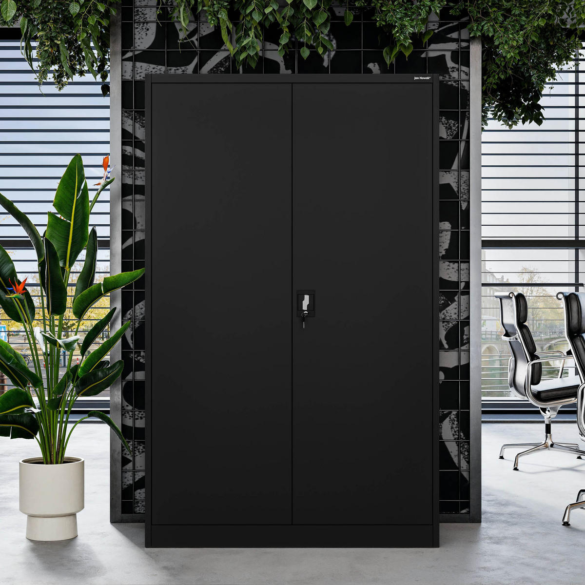 METALL-BÜROSCHRANK JAN II D600 - Schwarz, Metall (115/185/60cm) - Jan Nowak