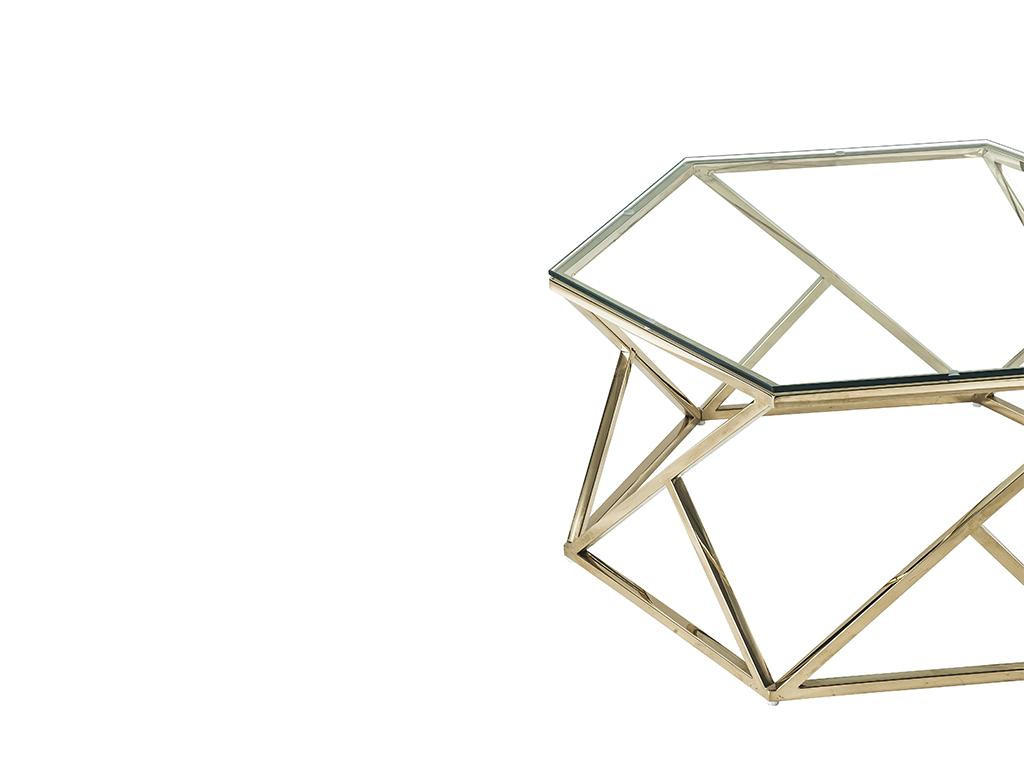 COUCHTISCH - Glas & Stahl - Goldfarben - KERIANE - Goldfarben, Glas (80/69.5/38.5cm) - Pascal Morabito