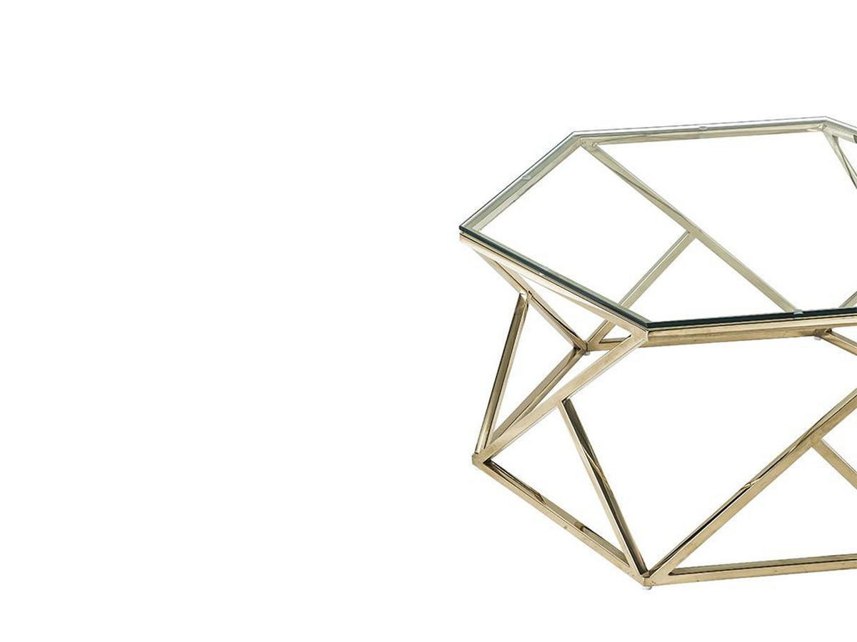 COUCHTISCH - Glas & Stahl - Goldfarben - KERIANE - Goldfarben, Glas (80/69.5/38.5cm) - Pascal Morabito