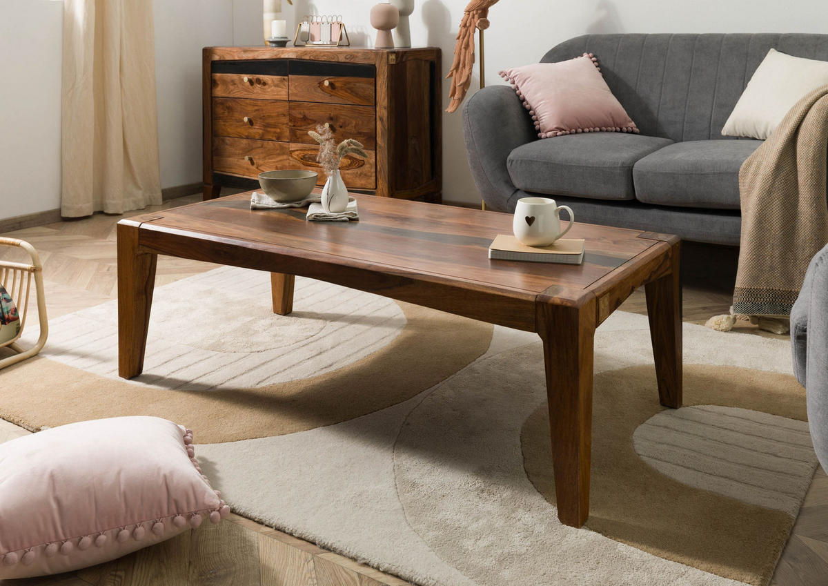 COUCHTISCH Sheesham 120x60x40 dunkelbraun lackiert ANCONA #203 - Dunkelbraun, Holz (120/60/40cm) - Massivmoebel24