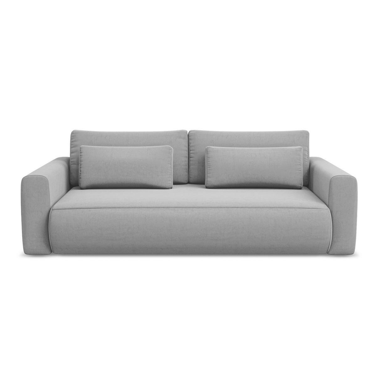3-SITZER SOFA mit Schlaffunktion Samt Stoff Grau - Schwarz/Grau, Kunststoff/Textil (238/82/105cm) - LaMiaSofa