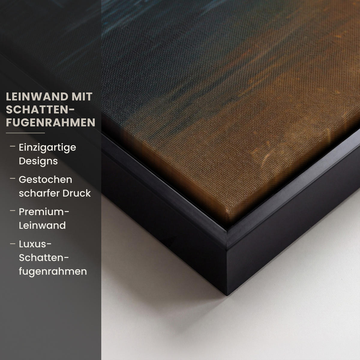 LEINWAND Bilder mit Rahmen - Bergkulisse mit goldenem Sonnenuntergang - 90x90 - Goldfarben, Textil (90/90cm) - MuchoWow