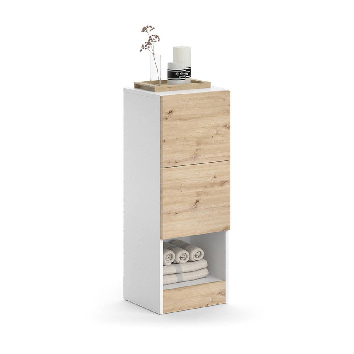 MIDISCHRANK Alf Weiß 35 x 92 cm mit 2 Schubladen - Weiß, Holzwerkstoff (35/92/30.2cm) - Vicco