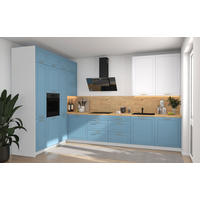 L-FORM KÜCHENZEILE Bari (16-tlg) Weiß / Pastellblau - Signalweiß - Blau, Holzwerkstoff/Metall (347/243/202cm) - Feldmann-Wohnen