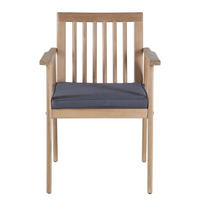 GARTENSTUHL - 2er-Set - Akazie massiv / Polyester - Braun / Grau - Braun/Grau, Holz/Textil (57/83/63cm) - home24