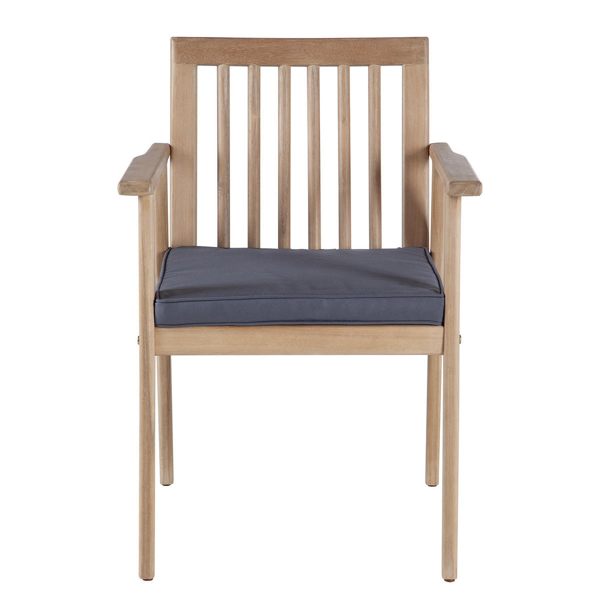 GARTENSTUHL - Akazie massiv / Polyester - Braun / Grau - 2er-Set - Braun/Grau, Holz/Textil (57/83/63cm) - home24