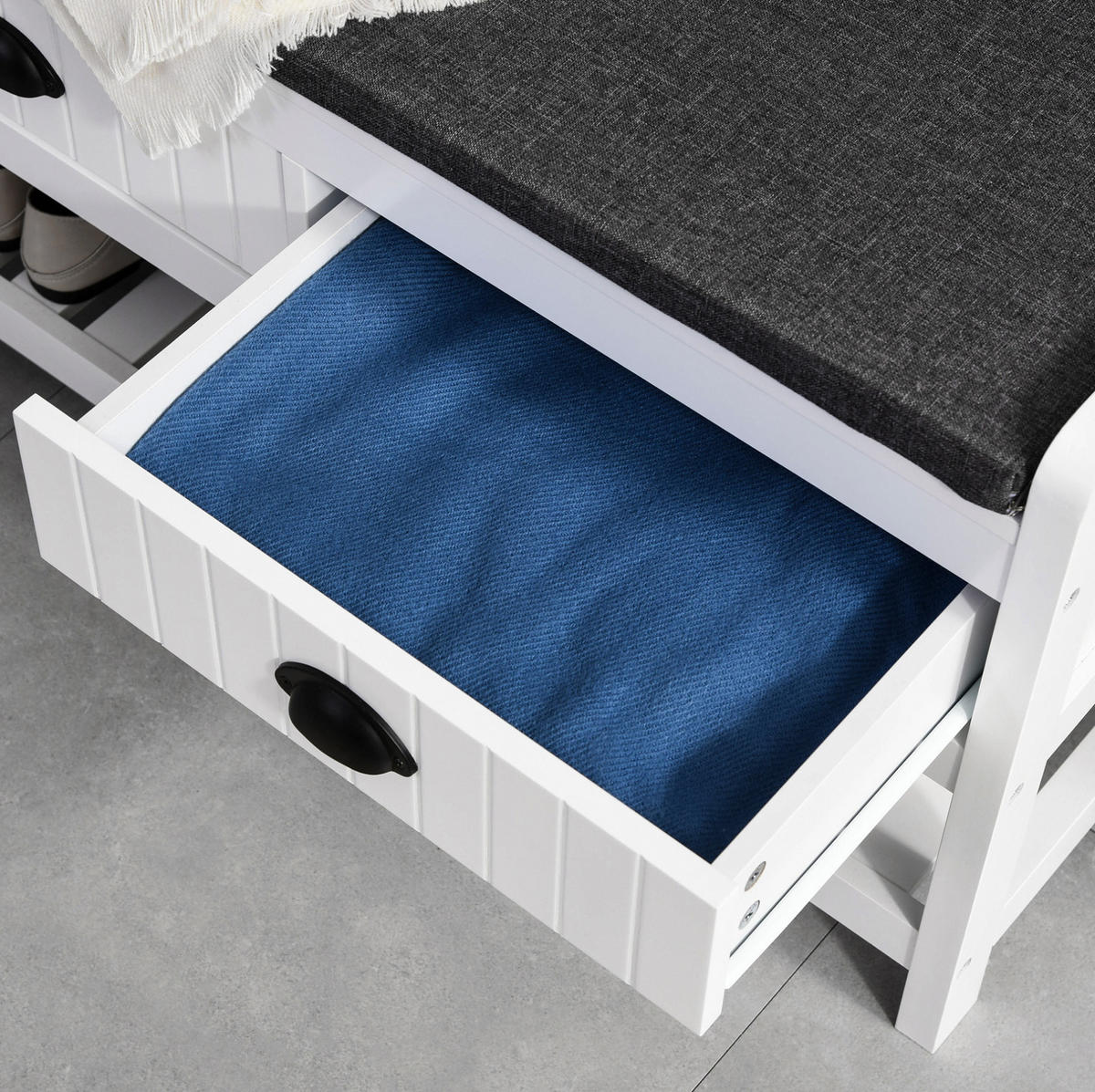 GARDEROBENSTÄNDER mit Schuhbank 89 x 42 x 172 cm MDF White - Weiß, Holzwerkstoff (42/172/89cm) - Beauniv