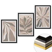WANDBILDER 3er-Set - 40x60 cm Schwarzer Rahmen - Abstrakte Pflanzenmuster - Schwarz, Kunststoff (40/60cm) - ArtPrintCave
