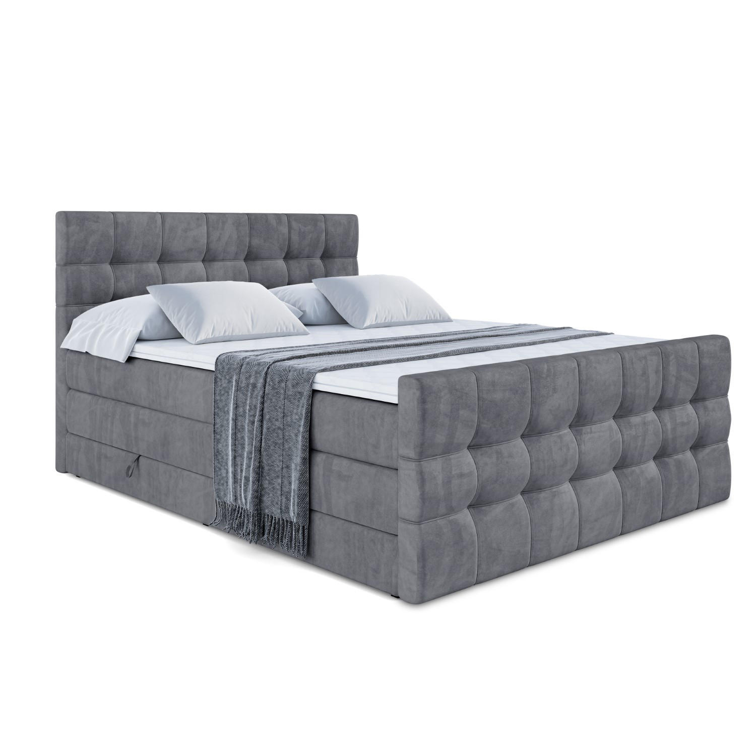 BOXSPRINGBETT BERO-Z KING - 120 x 200 - H3/H4 - Dunkelgrau - Dunkelgrau, Holzwerkstoff (120/200cm) - ALTDECOR