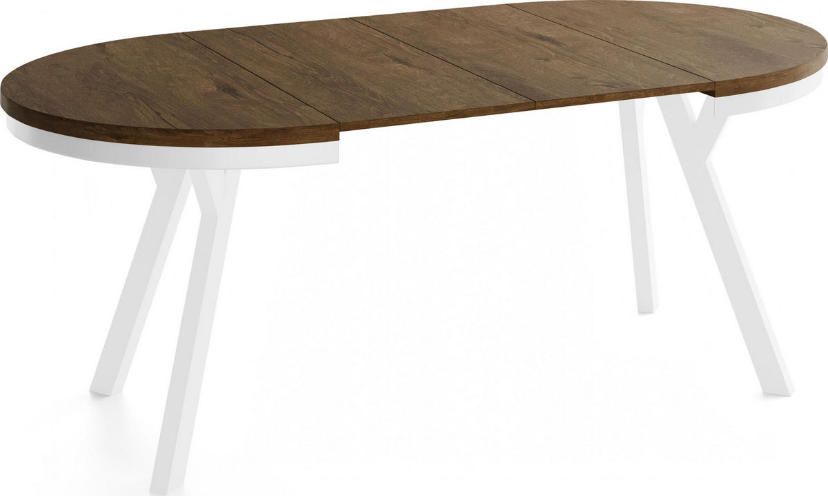 ESSTISCH Vero Neo Weiß rund ausziehbar verlängerbar, Eiche Braun Rustikal 100-200/100/77 cm - Alteiche/Weiß, Holz/Holzwerkstoff (100/100/77cm) - WFL GROUP