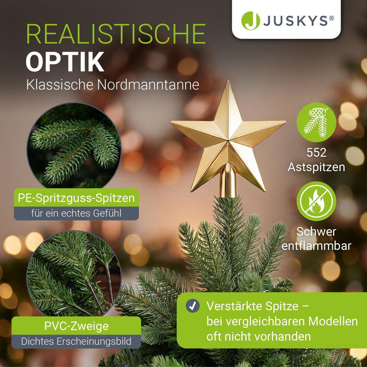 WEIHNACHTSBAUM Norvi grün 150cm - Grün, Kunststoff (150cm) - Juskys