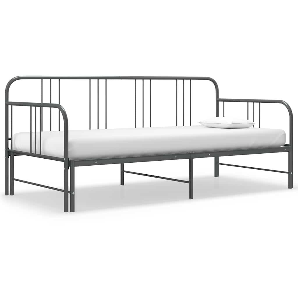 AUSZIEHSOFA Bettgestell Grau Metall 90/200 Cm - Grau, Textil (90/200cm) - vidaXL