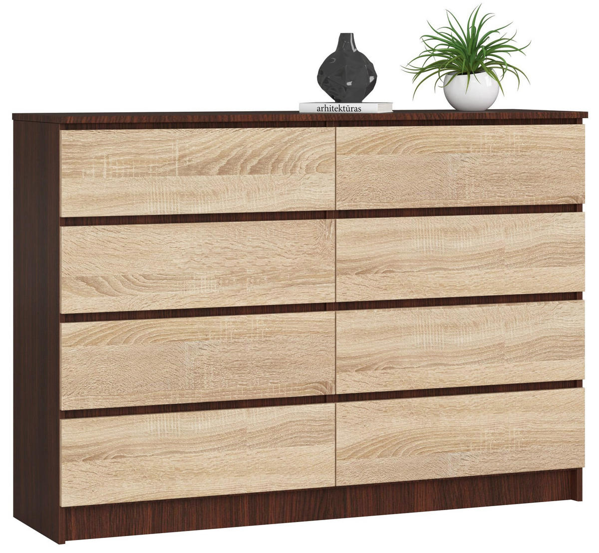 KOMMODE Dunkelbraun, Eiche Sonoma 99/138/40 - Dunkelbraun, Holzwerkstoff (138/99/40cm) - RAUMHIRSCH FURNITURE