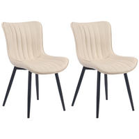 STUHL 2er Set Lederlook creme - Creme/Schwarz, Textil/Metall (50/81/61cm) - CLP