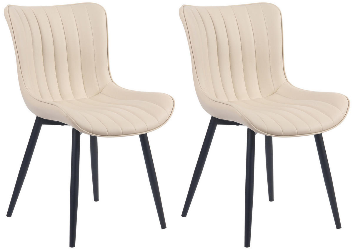 STUHL 2er Set Lederlook creme - Creme/Schwarz, Textil/Metall (50/81/61cm) - CLP
