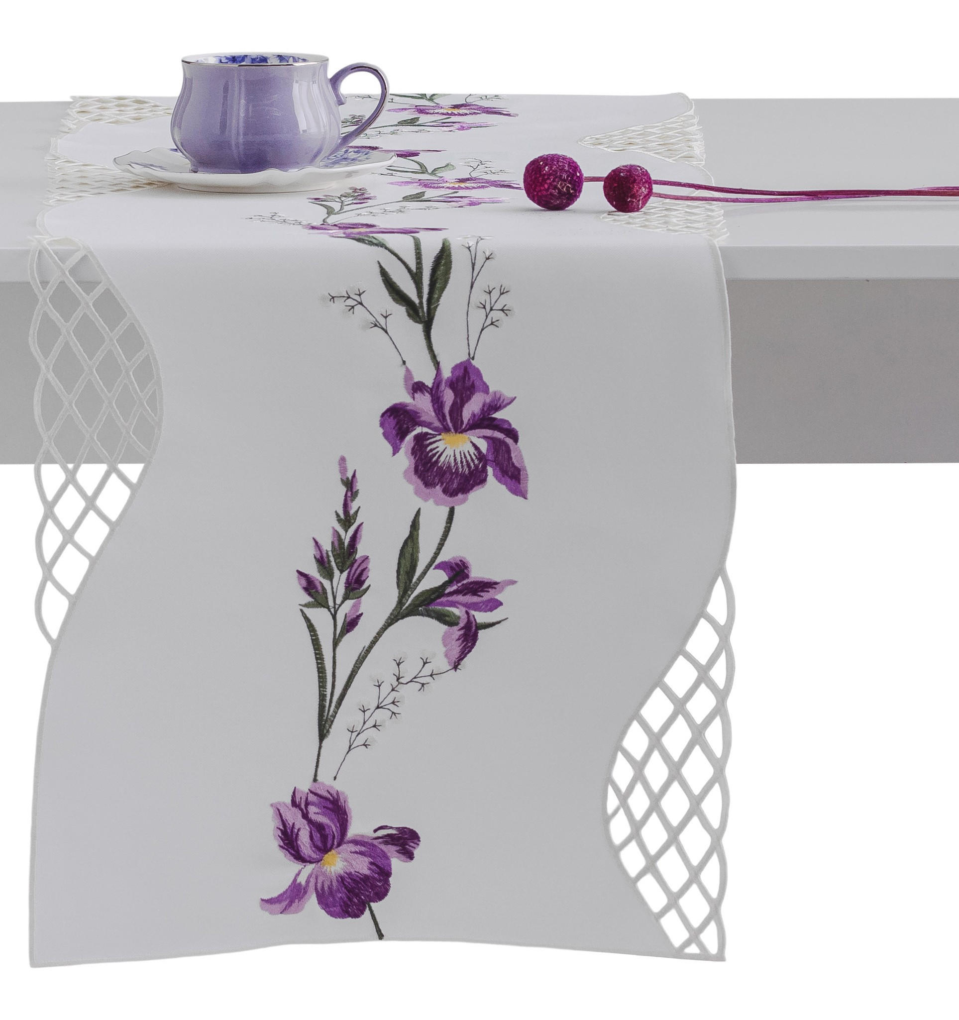 TISCHLÄUFER Luya - Violett, Textil (174/35/1cm) - home&you