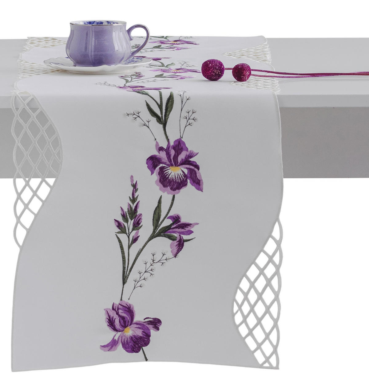 TISCHLÄUFER Luya - Violett, Textil (174/35/1cm) - home&you