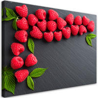 LEINWANDBILD Rote Himbeeren Früchte Natur 100x70cm - Grau, Textil (100/70cm) - Feeby