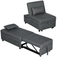 SCHLAFSESSEL 3-in-1 DE-14665 verstellbare Rückenlehne & Rollen Grau - Grau, Textil (104/81/65.5cm) - ComfortXL