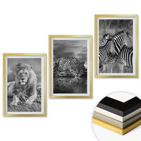 WANDBILDER 3er Set - 40x60 cm Goldrahmen - Wildtiere der Savanne - Goldfarben, Kunststoff (40/60cm) - ArtPrintCave