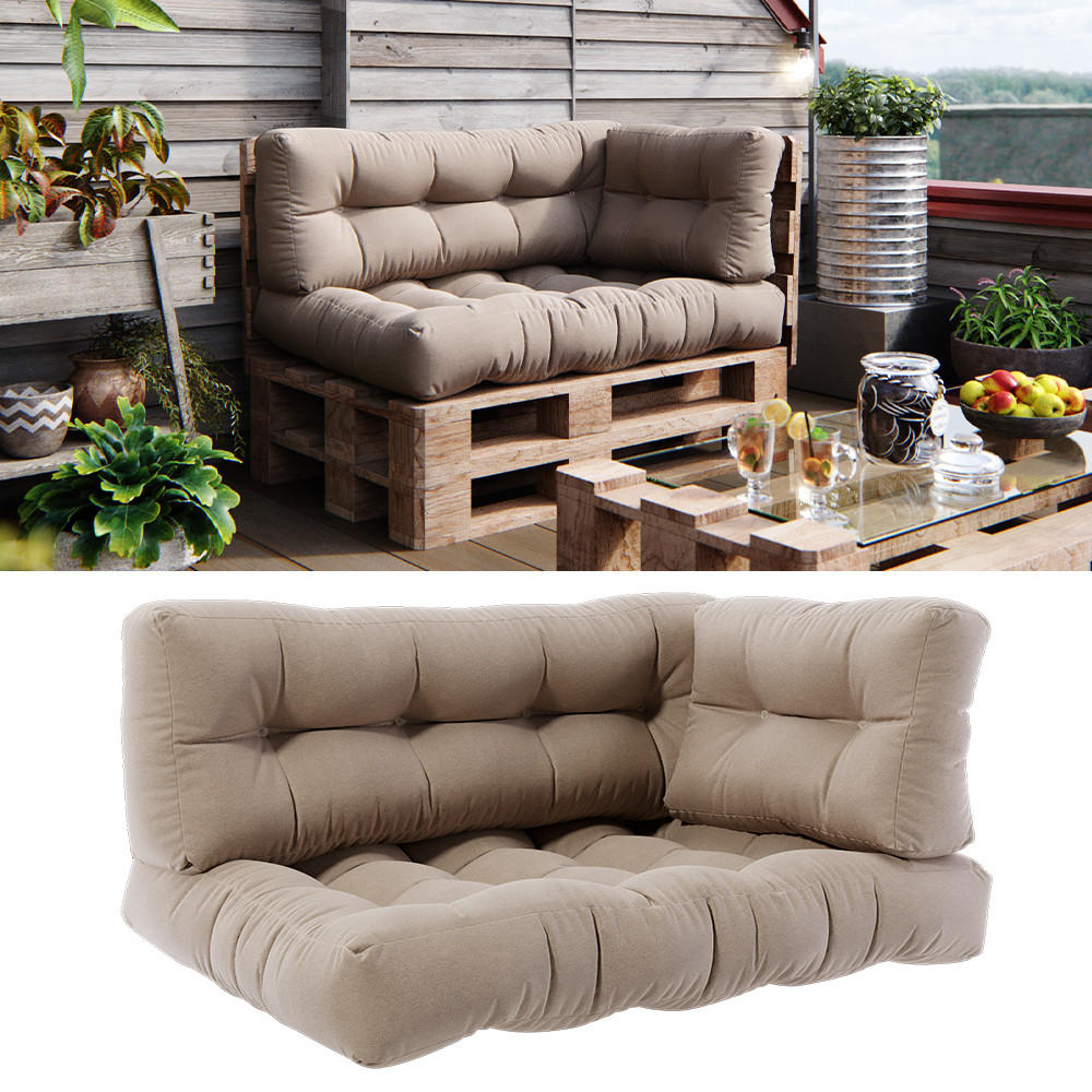 PALETTENKISSEN SET Flocken Sand 120 x 80 cm 3 Teile - Sandfarben, Textil (120/80/15cm) - Vicco