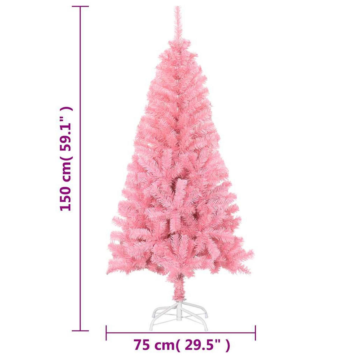 WEIHNACHTSBAUM Künstlicher Mit Ständer Rosa 150 Cm Pvc - Rosa, Kunststoff (150cm) - vidaXL